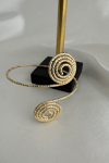 Altın Rengi Dokulu Spiral Detay Ayarlanabilir Kol Aksesuarı (Çapı:9cm)