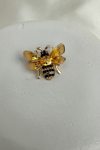 Altın Rengi Taş Detaylı Mineli Arı Broş (3cm)