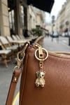 Altın Sarısı Dokulu Minimal Ayıcık Çanta Aksesuarı Anahtarlık
