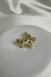Altın Sarısı İnci Ve Taş Süslemeli Kelebek Broş (3cm)
