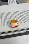 Altın Sarısı Kaşık Detay Mineli Kahve Fincanı Broş (3cm)