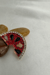 Altın Sarısı Kırmızı Taşlı Karpuz Broş (4cm)