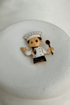 Altın Sarısı Mineli Kaşık Detay Kadın Aşçı Broş (4cm)