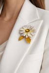 Altın Sarısı Papatya Formlu Broş (7cm)