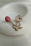 Altın Sarısı Pembe Balonlu Beyaz Civciv (3cm)