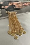 Altın Sarısı Pu Detay Zincir Sallantılı Çengelli İğne Broş (5*12cm)