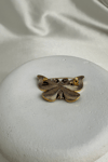Altın Sarısı Renki Taşlı Çiçek Detay Kelebek Broş (4cm)