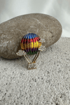 Altın Sarısı Renkli Balon Tasarımlı Taşlı Broş (3cm)