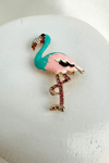 Altın Sarısı Renkli Mineli Taşlı Flamingo Broş (5cm)