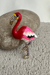 Altın Sarısı Renkli Mineli Taşlı Flamingo Broş (5cm)