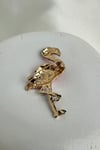 Altın Sarısı Renkli Mineli Taşlı Flamingo Broş (5cm)