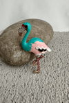 Altın Sarısı Renkli Mineli Taşlı Flamingo Broş (5cm)