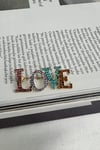 Altın Sarısı Renkli Taş Detay Love Broş (4cm)