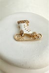 Altın Sarısı Taş İşlemeli Beyaz Buz Pateni Broş (4cm)