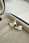 Altın Sarısı Yatan Snoopy Köpek Broş (4cm)