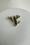 Altın Sarısı Yeşil Minimal Kaktüs Broş (3cm)
