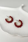 Bordo Boncuk Sarmal Halka Küpe (2cm)