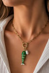 Çelik İnci Detay Mineli Balık Kılçık Kolye (46cm)