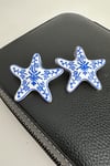 Çiçek Desenli Deniz Yıldızı Küpe (5cm)