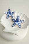 Çiçek Desenli Deniz Yıldızı Küpe (5cm)