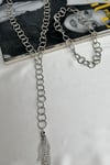 Çift Sıralı Halka Zincir Püskül Uçlu Y Kolye (40cm)