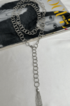 Çift Sıralı Halka Zincir Püskül Uçlu Y Kolye (40cm)