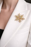 Çok Taşlı Işıltılı Kar Tanesi İğneli Broş (4cm)