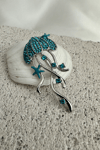 Deniz Temalı Taş İşlemeli Denizanası Broş (5cm)