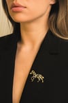 Gold Zebra Figürlü Taşlı Broş