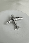 Gümüş Rengi Taş Detay Uçak Broş (4cm)