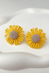 Hasır Örgü Papatya Küpe (Ölçü:4cm)