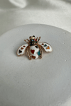 Kalp Detay Renkli Taşlı Sevimli Arı Broş (2*4cm)