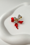 Kırmızı Taşlı Fiyonk Broş (Ölçü:4cm)