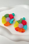 Kumaş Sallantılı Çiçek Küpe (En:4,5cm Boy:6cm)
