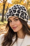 Leopar Desen Katlamalı Yumuşak Doku Bere (Polyamide)