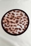 Leopar Desen Katlanabilir Çantalı Yuvarlak Yelpaze (21*21)