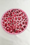 Leopar Desen Katlanabilir Çantalı Yuvarlak Yelpaze (21*21)