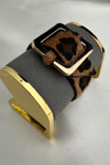 Leopar Desenli Büyük Toka Detaylı Bileklik (25cm)
