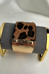Leopar Desenli Gold Detaylı Geniş Tasarım Bileklik (21cm)