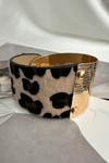 Leopar Desenli Gold Detaylı Geniş Tasarım Bileklik (21cm)