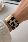 Leopar Desenli Gold Detaylı Geniş Tasarım Bileklik (21cm)