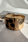 Leopar Desenli Gold Detaylı Geniş Tasarım Bileklik (21cm)