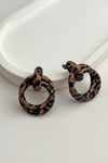 Leopar Desenli İç İçe Geçme Halka Küpe (2cm)