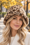 Leopar Peluş Yumuşak Doku Kova Şapka