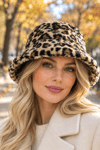 Leopar Peluş Yumuşak Doku Kova Şapka