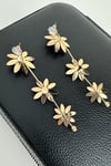 Metal Renkli İnci Detay  Rüzgar Çiçeği Sallantılı Küpe(9cm)