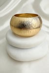 Özel Seri Altın Rengi Dokulu Bombeli Kelepçe Bileklik(İç Çapı:6cm)