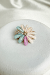 Pastel Tonlarda Işıltılı Çiçek Broş (4cm)