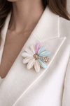 Pastel Tonlarda Işıltılı Çiçek Broş (4cm)