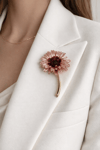 Rose Rengi Çiçek Formlu Zarif Broş (5cm)